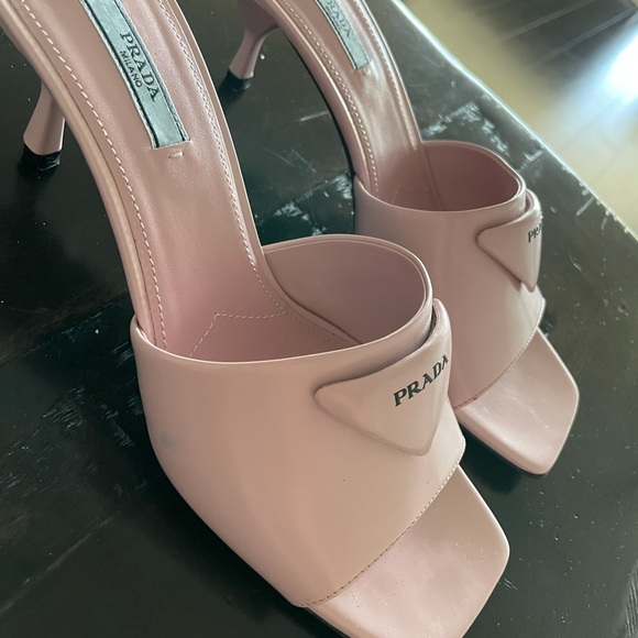 prada brushed leather heeled slides - Picture 1 of 5
